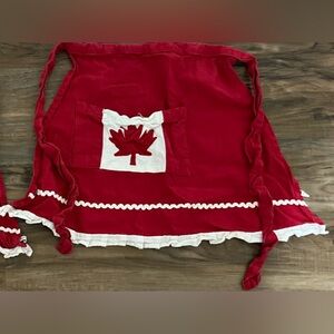 Red Apron with Maple Leaf Design